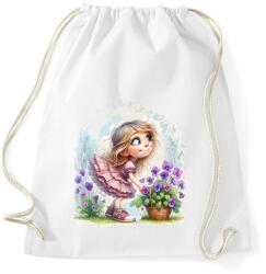 printfashion Kislány tavaszi ibolyával - Sportzsák, Tornazsák - Fehér (15810626)