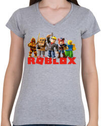 printfashion Roblox - Női V-nyakú póló - Sport szürke (4582771)