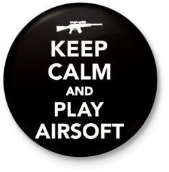 printfashion Keep calm and airsoft! - Kitűző, hűtőmágnes - Fekete (3102444)