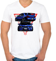 printfashion Subaru WRX STI - Férfi V-nyakú póló - Fehér (3267097)