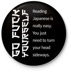 printfashion Reading Japanese is really easy - white - Kitűző, hűtőmágnes - Fekete (7043089)