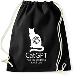 printfashion CatGPT - Sportzsák, Tornazsák - Fekete (14584399)