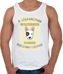 printfashion A legnagyobb gazdi - Bullterrier - hónappal - Férfi atléta - Fehér (6299243)