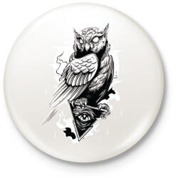 printfashion Bagoly - Kitűző, hűtőmágnes - Fehér (3074027)