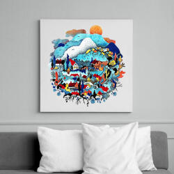 printfashion Blue landscape - Vászonkép - Fehér (6640775)