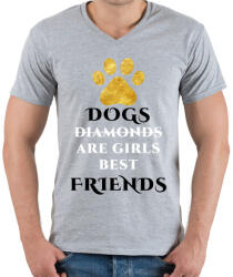 printfashion Dog friend - Férfi V-nyakú póló - Sport szürke (823033)