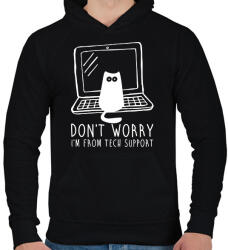 printfashion Technikus macska - Férfi kapucnis pulóver - Fekete (7548589)