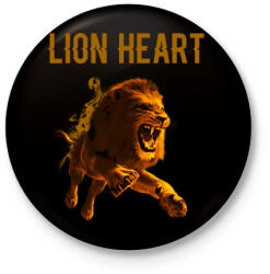 printfashion LION HEART - Kitűző, hűtőmágnes - Fekete (3728869)