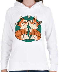 printfashion Róka pár - Női kapucnis pulóver - Fehér (8408711)