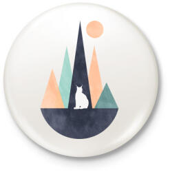 printfashion Hiúz és hegyek 1 - Kitűző, hűtőmágnes - Fehér (5236915)