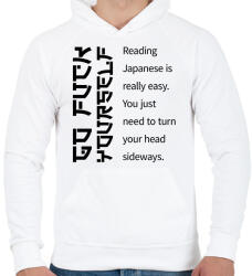 printfashion Reading Japanese is really easy - Férfi kapucnis pulóver - Fehér (7041684)