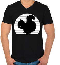 printfashion mókus - Férfi V-nyakú póló - Fekete (6000099)