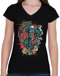 printfashion Metal Mulisha - Női V-nyakú póló - Fekete (1782408)