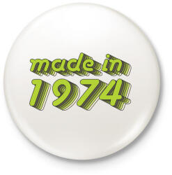 printfashion made-in-1974-green-grey - Kitűző, hűtőmágnes - Fehér (3076230)