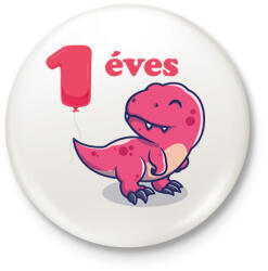 printfashion Dínós minta - Kitűző, hűtőmágnes - Fehér (6237940)