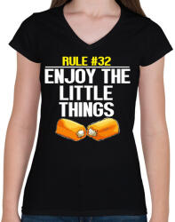 printfashion Double tap - Női V-nyakú póló - Fekete (1891054)