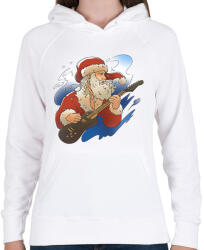 printfashion Gitáros Mikulás - Női kapucnis pulóver - Fehér (11426358)