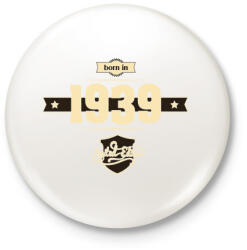 printfashion born-in-1939-cream-choco - Kitűző, hűtőmágnes - Fehér (3076807)