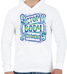 printfashion Stop body shaming - Férfi kapucnis pulóver - Fehér (7288231)