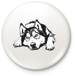 printfashion Husky Sziluett - Kitűző, hűtőmágnes - Fehér (16725918)