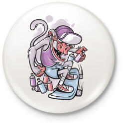 printfashion Deszkás majom - Kitűző, hűtőmágnes - Fehér (3073499)