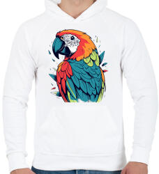 printfashion Papagáj - Férfi kapucnis pulóver - Fehér (16493543)