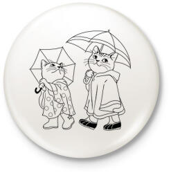 printfashion Macskák az esőben - Kitűző, hűtőmágnes - Fehér (10285647)