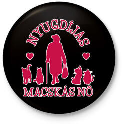 printfashion Nyugdíjas macskás nő - Kitűző, hűtőmágnes - Fekete (9068070)