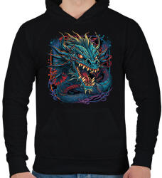 printfashion Kínai sárkány - Férfi kapucnis pulóver - Fekete (12600425)