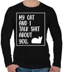 printfashion My cat and I - White - Férfi hosszú ujjú póló - Fekete (7047095)