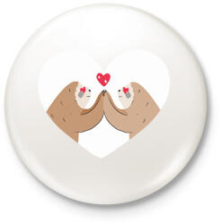 printfashion Szerelmes lajhárok - Kitűző, hűtőmágnes - Fehér (8045600)