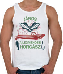 printfashion A legmenőbb horgász - Névvel - Férfi atléta - Fehér (6284885)