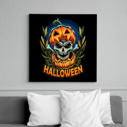 printfashion Halloween koponya tökben - Vászonkép - Fekete (6660063)