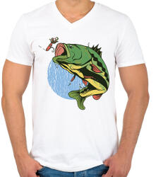 printfashion Csapósügér - Férfi V-nyakú póló - Fehér (13655644)