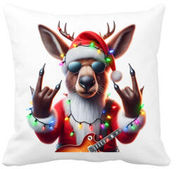 printfashion Vicces karácsonyi rocker party rénszarvas - Mikulás ruhában - Párnahuzat, Díszpárnahuzat - Fehér (15235874)