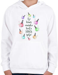 printfashion A jó körmös nemcsak a kezet, a lelket is ápolja! - Gyerek kapucnis pulóver - Fehér (16438412)