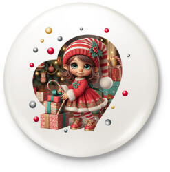 printfashion Kislány ajándékokkal - Kitűző, hűtőmágnes - Fehér (15292663)