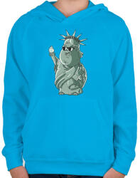 printfashion Szabadság-szobor - Gyerek kapucnis pulóver - Azúrkék (293246)