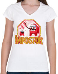 printfashion Impostor - Shhhhh! - Női V-nyakú póló - Fehér (4003770)