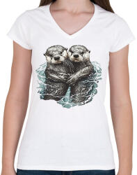 printfashion Vidrák - Női V-nyakú póló - Fehér (13499483)