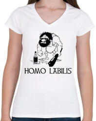 printfashion homo labilis - Női V-nyakú póló - Fehér (2622430)