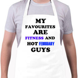 printfashion A kedvenceim a fitnessz és a jó februári születésű pasik - Kötény - Fehér (4905393)