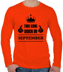 printfashion Ez a király szeptemberben született - Férfi hosszú ujjú póló - Narancs (1412452)