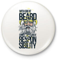 printfashion Szakállas Férfi - Kitűző, hűtőmágnes - Fehér (4132327)