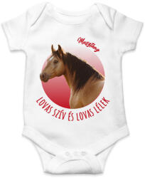 printfashion Lovas szív - Musztáng - Baba Body - Fehér (7190215)