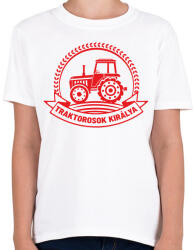 printfashion Traktorosok királya - Piros - Gyerek póló - Fehér (6594335)