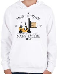 printfashion Nagy fiúknak nagy játék - Gyerek kapucnis pulóver - Fehér (13076648)