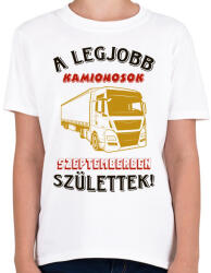 printfashion Kamionos szülinapja szeptember - Gyerek póló - Fehér (5694583)
