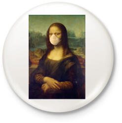 printfashion Mona Lisa protect yourself - Kitűző, hűtőmágnes - Fehér (3087577)