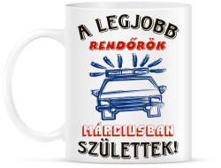 printfashion Rendőr szülinapja március színes - Bögre - Fehér (5718738)